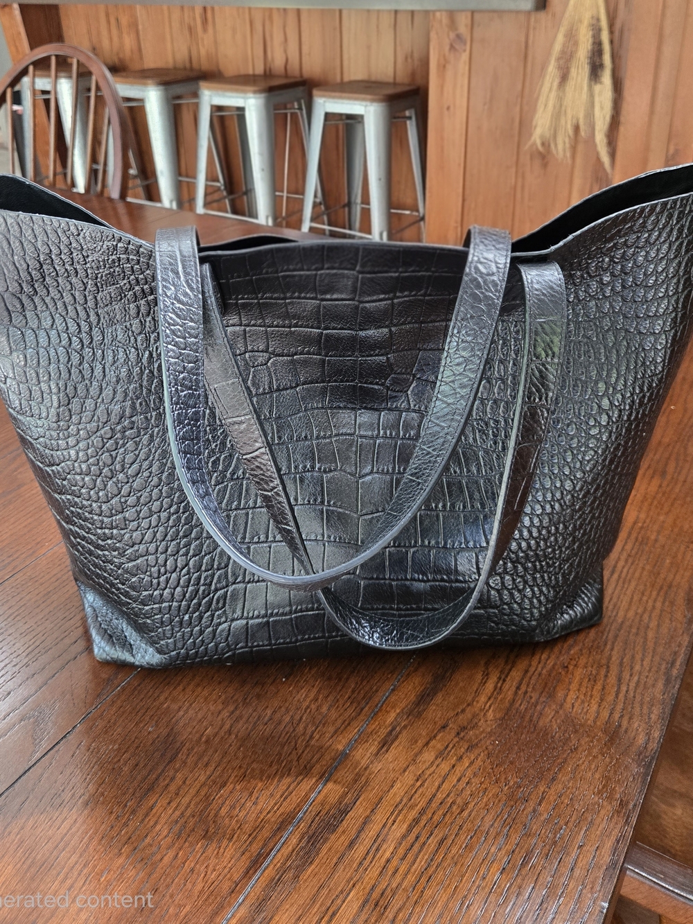 Cuyana Classic Structured Tote Croco With Leather Insert